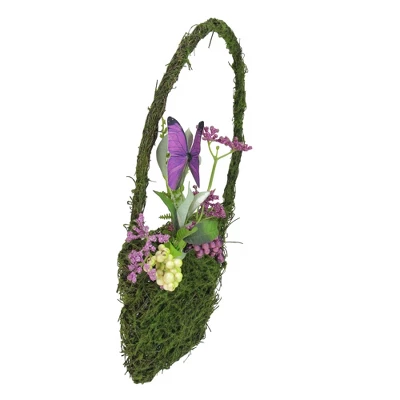 Northlight 15" Purple And Green Mixed Berry And Butterfly Artificial Wall Basket Decoration 1 Northlight 15" Purple And Green Mixed Berry And Butterfly Artificial Wall Basket Decoration