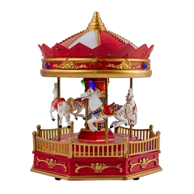 Northlight 9.25" LED Lighted Animated And Musical Carousel Christmas Village Display Piece 3 Northlight 9.25" LED Lighted Animated And Musical Carousel Christmas Village Display Piece - Image 3