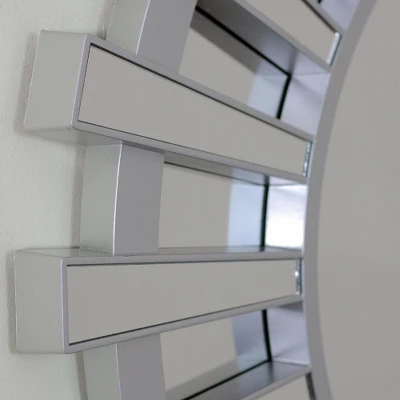 Northlight 25.5" Matte Silver Sunburst Round Wall Mirror 2 Northlight 25.5" Matte Silver Sunburst Round Wall Mirror - Image 2