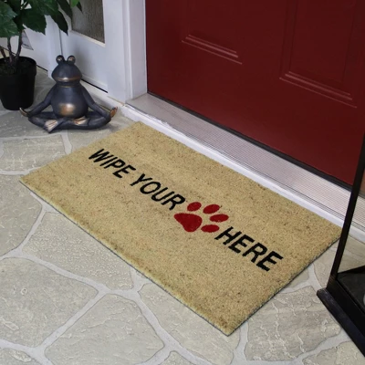 Northlight Beige And Black Animal Print "Wipe Your Paw Here" Doormat 30 X 18 2 Northlight Beige And Black Animal Print "Wipe Your Paw Here" Doormat 30 X 18 - Image 2