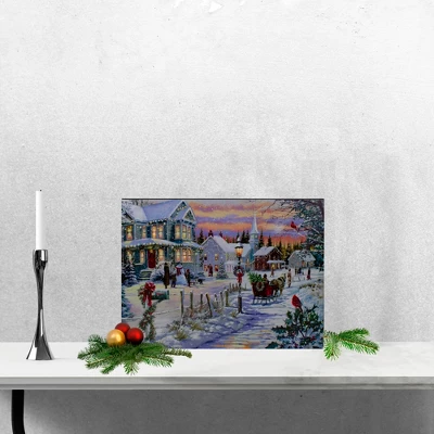 Northlight LED Lighted Fiber Optic Snowy Christmas Village Canvas Wall Art 11.75" X 15.75" 1 Northlight LED Lighted Fiber Optic Snowy Christmas Village Canvas Wall Art 11.75" X 15.75"
