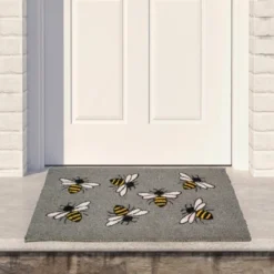 Northlight Natural Coir Outdoor Rectangular Bumble Bee Doormat 18" X 30"