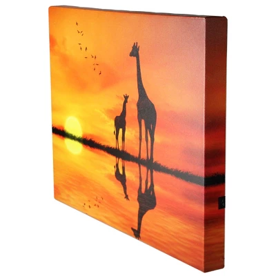 Northlight Safari Sunset LED Back Lit Giraffe And Baby Canvas Wall Art 11.75" X 15.75" 2 Northlight Safari Sunset LED Back Lit Giraffe And Baby Canvas Wall Art 11.75" X 15.75" - Image 2
