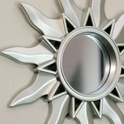 Northlight Set Of 3 Mayan Sunburst Matte Silver Round Mirrors 9.5"