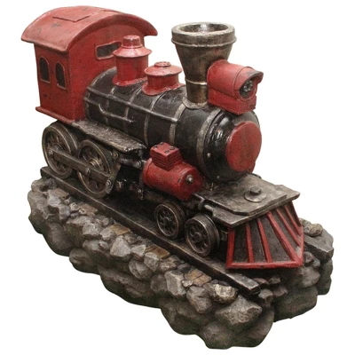 Northlight 38" Prelit LED Vintage Locomotive Train Outdoor Patio Garden Water Fountain - Red/Black 2 Northlight 38" Prelit LED Vintage Locomotive Train Outdoor Patio Garden Water Fountain - Red/Black - Image 2
