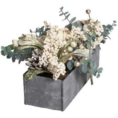 Northlight 10.25" Neutral Colored Pumpkin And Leaves Fall Harvest Floral Arrangement 2 Northlight 10.25" Neutral Colored Pumpkin And Leaves Fall Harvest Floral Arrangement - Image 2