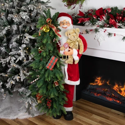 Northlight 48" Musical Santa Claus With Lighted Christmas Tree And Teddy Bear Standing Christmas Figure 1 Northlight 48" Musical Santa Claus With Lighted Christmas Tree And Teddy Bear Standing Christmas Figure
