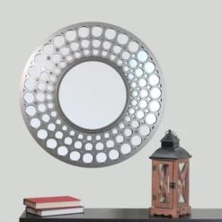 Northlight 24.75" Silver Cascading Orbs Round Wall Mirror