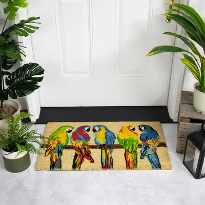Northlight Toffee And Multicolor Parrots Coir Outdoor Doormat 18" X 30" 1 Northlight Toffee And Multicolor Parrots Coir Outdoor Doormat 18" X 30"
