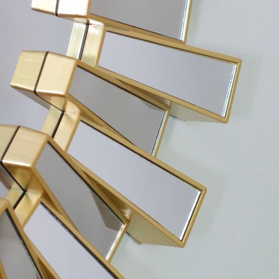 Northlight 25.5" Aztec Sunburst Matte Gold Round Wall Mirror 2 Northlight 25.5" Aztec Sunburst Matte Gold Round Wall Mirror - Image 2