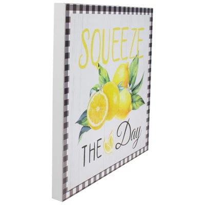 Northlight White And Black Gingham "Squeeze The Day" Decorative Lemon Wall Art 13.75" 2 Northlight White And Black Gingham "Squeeze The Day" Decorative Lemon Wall Art 13.75" - Image 2