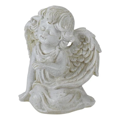 Northlight 6" Ivory Sitting Angel With Bird Outdoor Garden Statue 4 Northlight 6" Ivory Sitting Angel With Bird Outdoor Garden Statue - Image 4