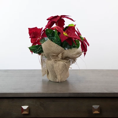 Northlight 13.5" Red Poinsettia With Pine Cones Artificial Christmas Floral Arrangement 1 Northlight 13.5" Red Poinsettia With Pine Cones Artificial Christmas Floral Arrangement