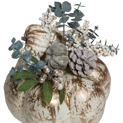 Northlight 9" White And Gold Pumpkins Fall Harvest Arrangement 2 Northlight 9" White And Gold Pumpkins Fall Harvest Arrangement - Image 2