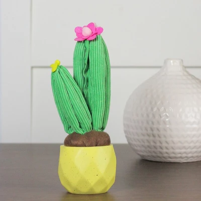 Northlight 10.5" Plush Dual Cactus Artificial Potted Plant Table Top Decoration - Green/Yellow 2 Northlight 10.5" Plush Dual Cactus Artificial Potted Plant Table Top Decoration - Green/Yellow - Image 2