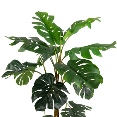 Northlight Real Touch™ Artificial Monstera Artificial Plant In A White Textured Pot - 4.25' 4 Northlight Real Touch™ Artificial Monstera Artificial Plant In A White Textured Pot - 4.25' - Image 4