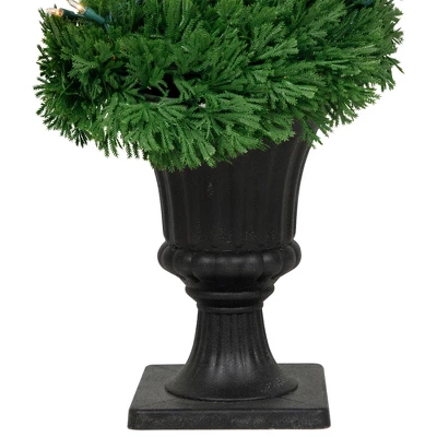 Northlight 5.5' Pre-Lit Artificial Cedar Spiral Topiary Tree In Urn Style Pot, Clear Lights 2 Northlight 5.5' Pre-Lit Artificial Cedar Spiral Topiary Tree In Urn Style Pot, Clear Lights - Image 2