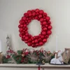 Northlight Red 3-Finish Shatterproof Ball Christmas Wreath, 36-Inch, Unlit