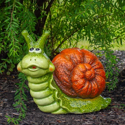 Northlight 13.5" Green And Brown Snail Outdoor Garden Statue 1 Northlight 13.5" Green And Brown Snail Outdoor Garden Statue