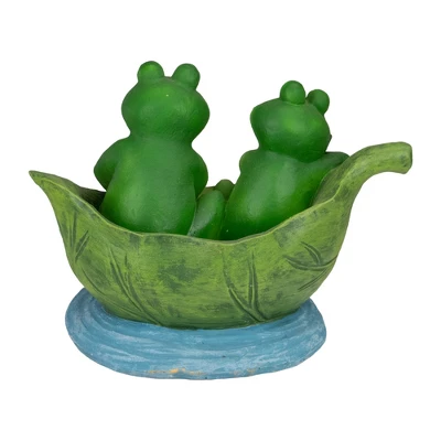Northlight 10" Green Frogs In A Lily Pad Outdoor Garden Statue 3 Northlight 10" Green Frogs In A Lily Pad Outdoor Garden Statue - Image 3