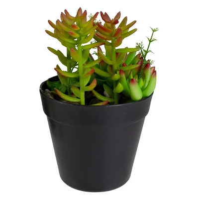 Northlight 8" Mixed Succulent Artificial Plant Arrangement In Pot - Green/Red 3 Northlight 8" Mixed Succulent Artificial Plant Arrangement In Pot - Green/Red - Image 3