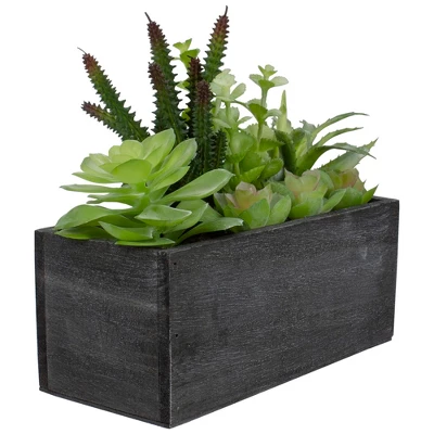 Northlight 10" Artificial Mixed Succulent Plants In A Rectangular Planter 2 Northlight 10" Artificial Mixed Succulent Plants In A Rectangular Planter - Image 2
