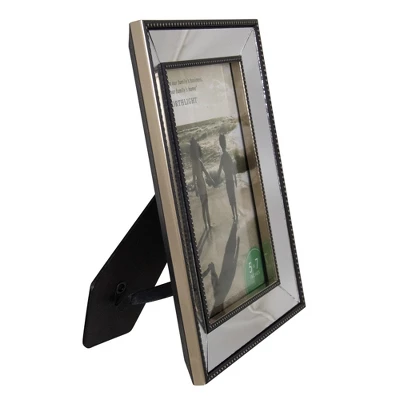 Northlight 5" X 7" Silver Studded Glass Mirror Encased Photo Picture Frame 2 Northlight 5" X 7" Silver Studded Glass Mirror Encased Photo Picture Frame - Image 2