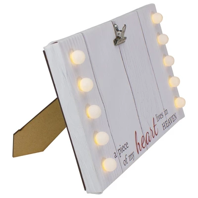 Northlight LED Lighted "My Heart Lives In Heaven" Canvas With Photo Clip 10.25" 2 Northlight LED Lighted "My Heart Lives In Heaven" Canvas With Photo Clip 10.25" - Image 2