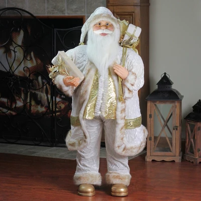 Northlight 36" Winter White And Ivory Santa Claus With Gift Bag Christmas Figure 1 Northlight 36" Winter White And Ivory Santa Claus With Gift Bag Christmas Figure