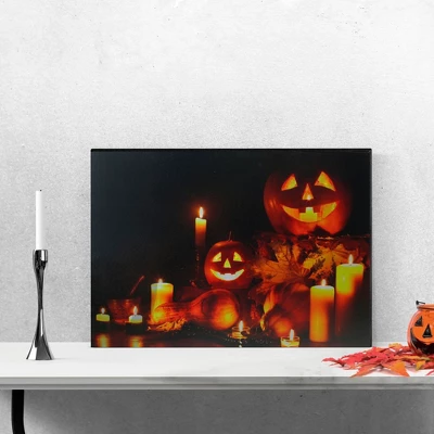 Northlight LED Lighted Jack-O-Lanterns And Leaves Halloween Canvas Wall Art 15.75" X 23.5" 1 Northlight LED Lighted Jack-O-Lanterns And Leaves Halloween Canvas Wall Art 15.75" X 23.5"