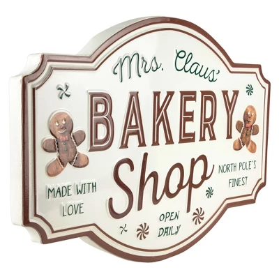 Northlight 18" Mrs. Claus' Bakery Shop Metal Christmas Wall Sign 1 Northlight 18" Mrs. Claus' Bakery Shop Metal Christmas Wall Sign