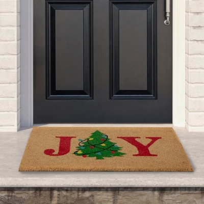 Northlight Natural Coir "Joy" Christmas Tree Doormat 18" X 30" 1 Northlight Natural Coir "Joy" Christmas Tree Doormat 18" X 30"