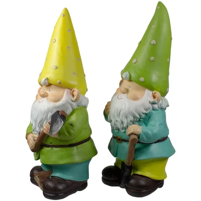 Northlight Set Of 2 Green And Yellow Gnome Outdoor Garden Statues 12.25" 5 Northlight Set Of 2 Green And Yellow Gnome Outdoor Garden Statues 12.25" - Image 5