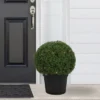 Northlight 20" Pre-Lit Artificial Boxwood Ball Topiary In Round Pot, Clear Lights