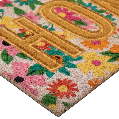 Northlight Pink And Orange Floral "Home" Outdoor Natural Coir Doormat 18" X 30" 5 Northlight Pink And Orange Floral "Home" Outdoor Natural Coir Doormat 18" X 30" - Image 5