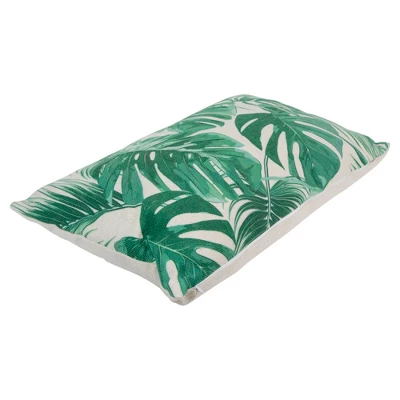Northlight 11" X 19" Rectangular Tropical Leaves Linen Indoor Throw Pillow - Green 2 Northlight 11" X 19" Rectangular Tropical Leaves Linen Indoor Throw Pillow - Green - Image 2