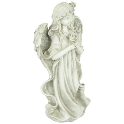 Northlight 17" Peaceful Angel Holding A Rose Outdoor Garden Statue 2 Northlight 17" Peaceful Angel Holding A Rose Outdoor Garden Statue - Image 2