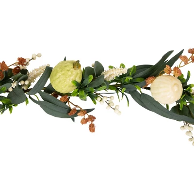 Northlight 5' X 6" Green Gourds And Foliage Artificial Fall Harvest Garland - Unlit 4 Northlight 5' X 6" Green Gourds And Foliage Artificial Fall Harvest Garland - Unlit - Image 4