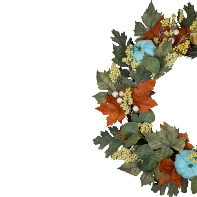 Northlight Green And Orange Foliage And Gourds Thanksgiving Artificial Wreath, 22-Inch 2 Northlight Green And Orange Foliage And Gourds Thanksgiving Artificial Wreath, 22-Inch - Image 2