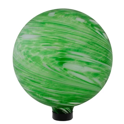 Northlight 10" Green And White Swirls Outdoor Garden Gazing Ball 2 Northlight 10" Green And White Swirls Outdoor Garden Gazing Ball - Image 2