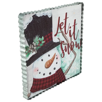 Northlight 12" LED Lighted 'Let It Snow' Snowman Christmas Canvas Wall Art 2 Northlight 12" LED Lighted 'Let It Snow' Snowman Christmas Canvas Wall Art - Image 2