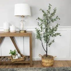 Northlight Décor Sales 4 Northlight Real Touch™ Artificial Eucalyptus Tree In Black Pot 53"