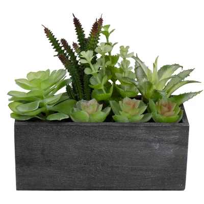 Northlight 10" Artificial Mixed Succulent Plants In A Rectangular Planter 3 Northlight 10" Artificial Mixed Succulent Plants In A Rectangular Planter - Image 3