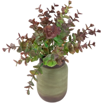 Northlight Real Touch™ Two-Toned Spring Eucalyptus Leaves Artificial Plant In Ceramic Pot 10" 2 Northlight Real Touch™ Two-Toned Spring Eucalyptus Leaves Artificial Plant In Ceramic Pot 10" - Image 2