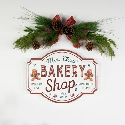 Northlight 18" Mrs. Claus' Bakery Shop Metal Christmas Wall Sign 3 Northlight 18" Mrs. Claus' Bakery Shop Metal Christmas Wall Sign - Image 3
