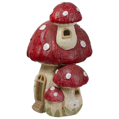 Northlight 18" Red And Beige Mushroom House Outdoor Garden Statue 4 Northlight 18" Red And Beige Mushroom House Outdoor Garden Statue - Image 4