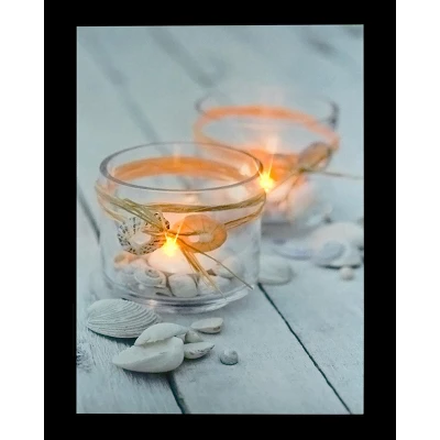 Northlight 15.75" LED Flickering Seashell Beach Candles Canvas Wall Art 1 Northlight 15.75" LED Flickering Seashell Beach Candles Canvas Wall Art