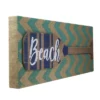 Northlight Aqua Blue Chevron Burlap With “Beach” Wood Look Oar Linen Wall Art 24”