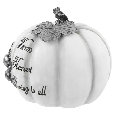 Northlight 8" White And Black "Warm Harvest Blessing" Pumpkin Fall Harvest Decoration 5 Northlight 8" White And Black "Warm Harvest Blessing" Pumpkin Fall Harvest Decoration - Image 5