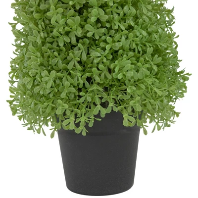 Northlight 15" Artificial Boxwood Cone Topiary Tree With Round Pot, Unlit 4 Northlight 15" Artificial Boxwood Cone Topiary Tree With Round Pot, Unlit - Image 4